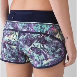 Lululemon Run Speed Shorts Womens 4 Iridescent Multi Deep Navy Athletic Gym Yoga